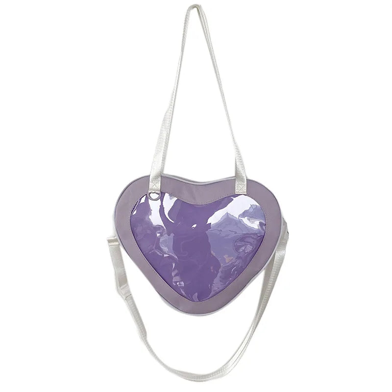 Clear heart shaped purse light purple
