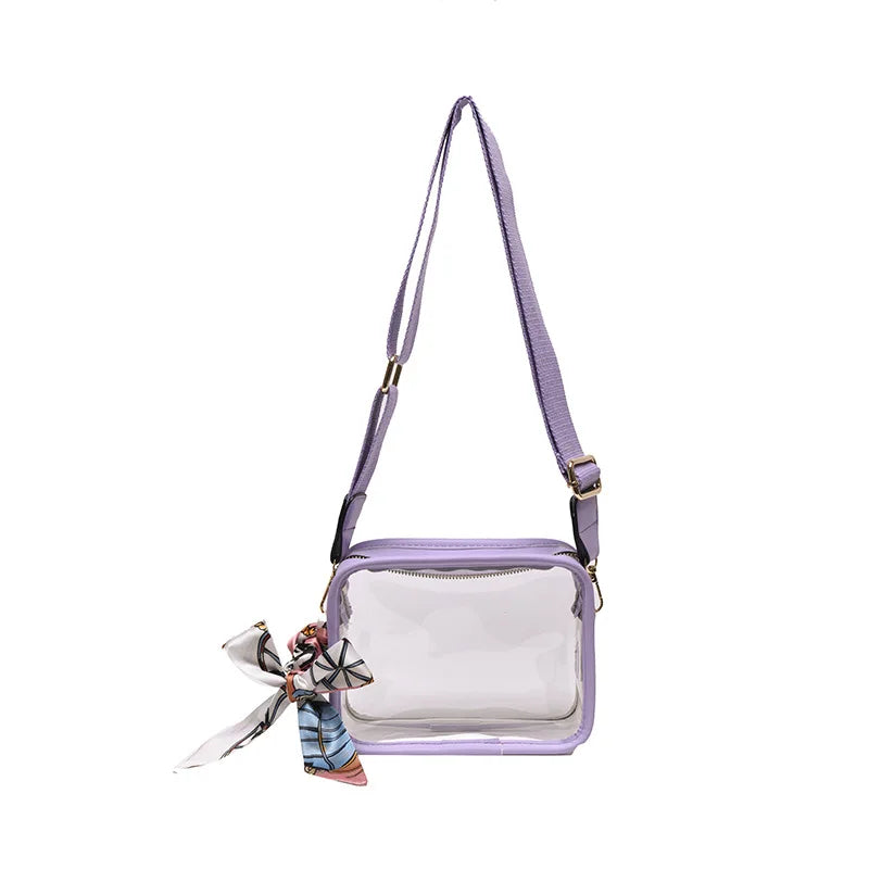Clear plastic concert purse purple