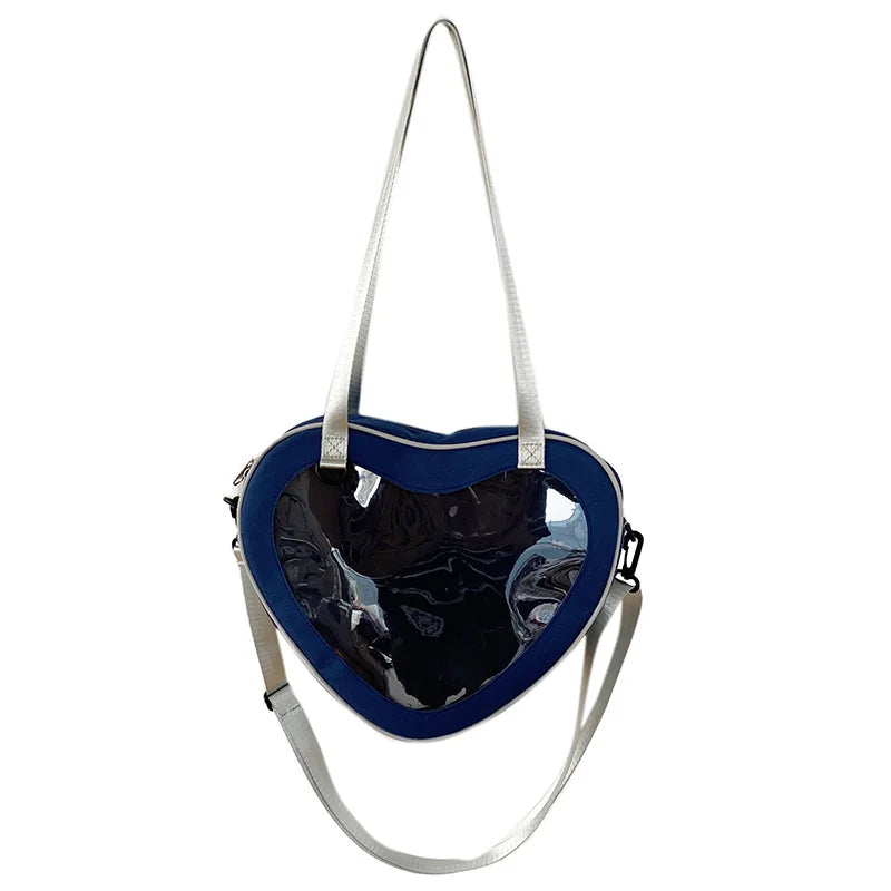 Clear heart shaped purse blue