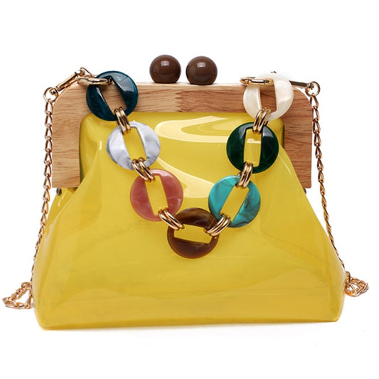 Yellow Transparent Purse With Chain