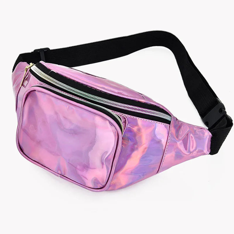 Clear holographic fanny pack purple