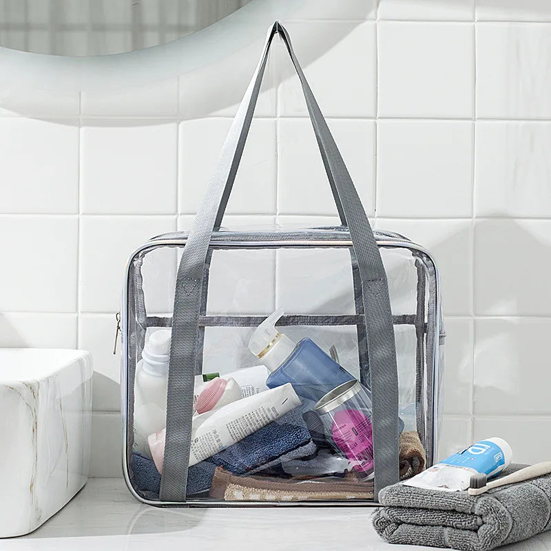 grey Extra large clear toiletry bag