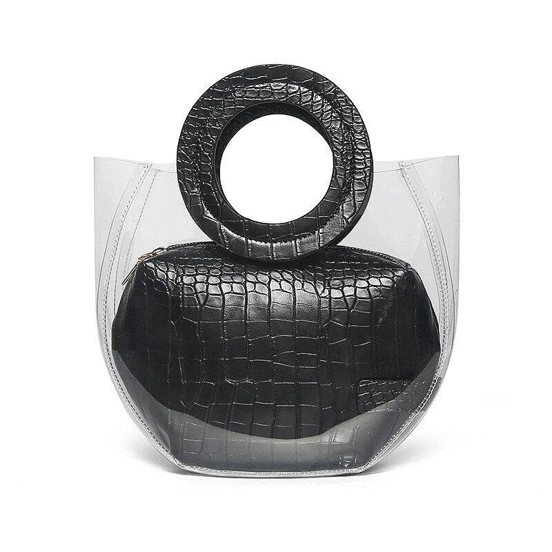 Black Clear Bag With Round Handle