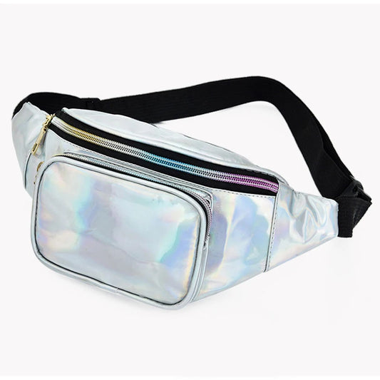 Clear holographic fanny pack silver