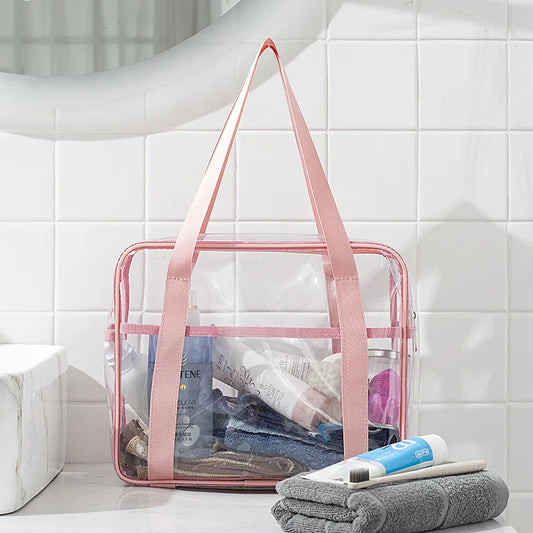 pink Extra large clear toiletry bag