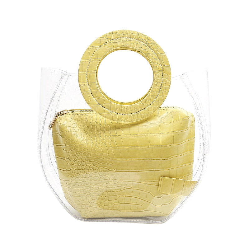 Yellow Clear Bag With Round Handle