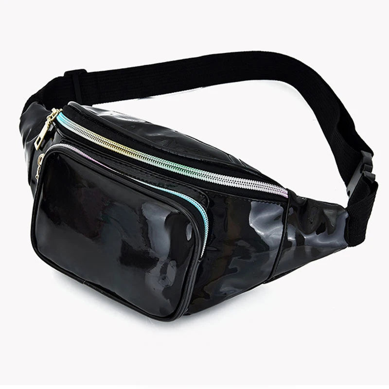 Clear holographic fanny pack black