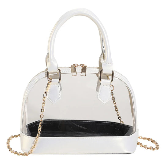 Clear top handle purse white