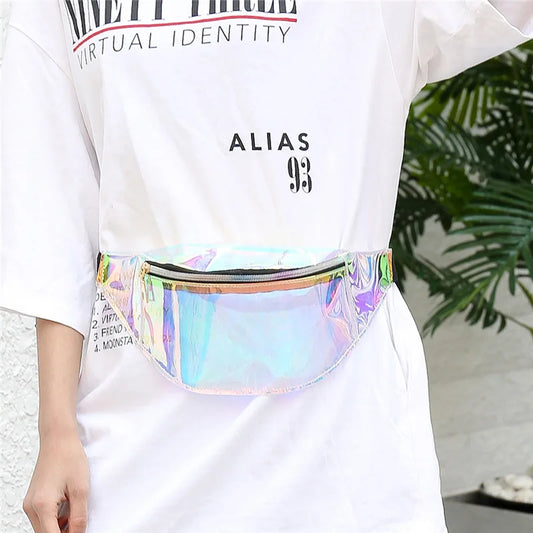 clear iridescent fanny pack