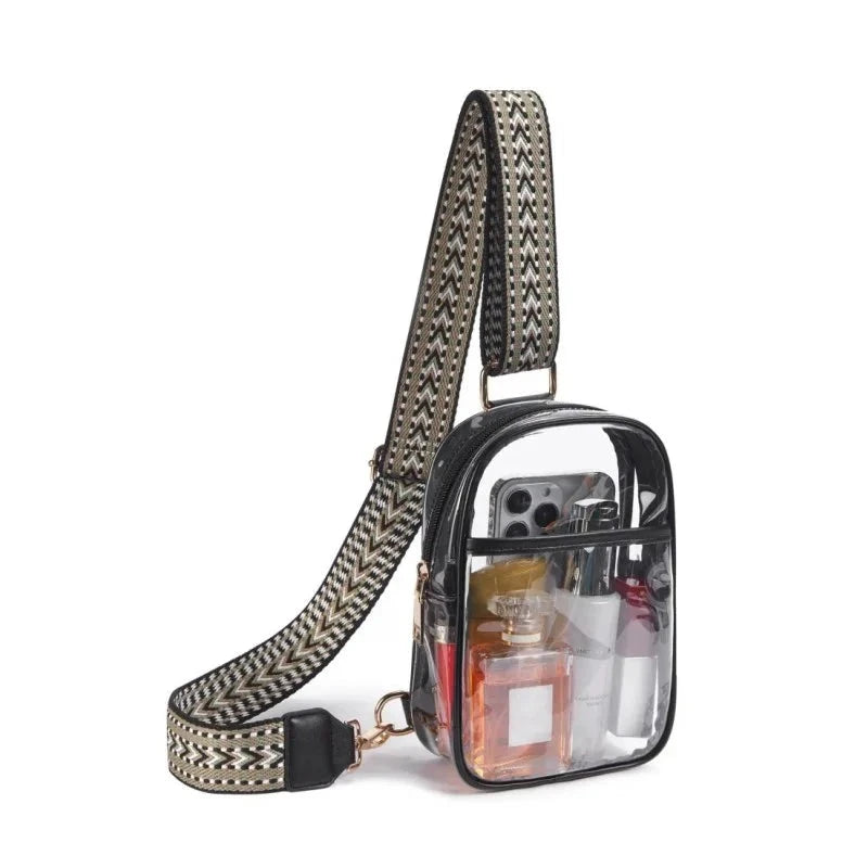 transparent pvc sling bag black