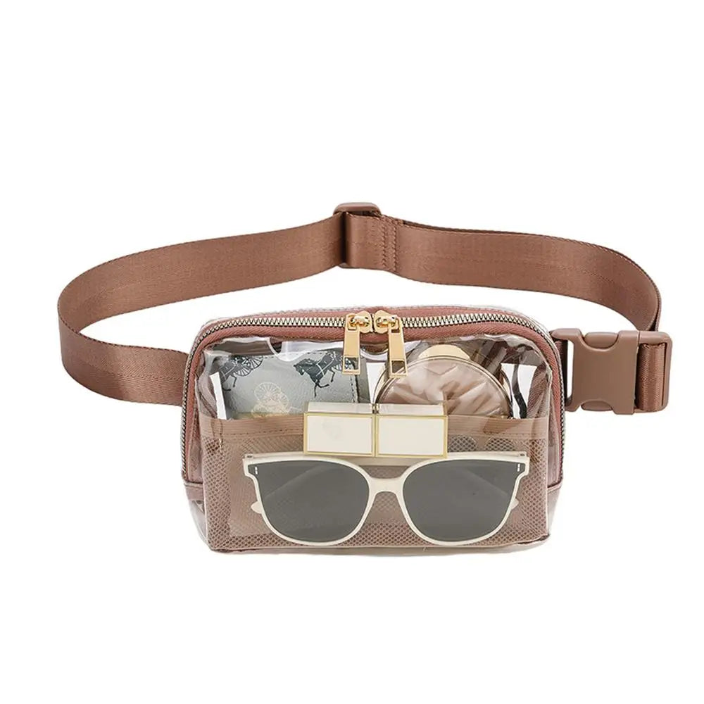 Clear crossbody fanny pack brown