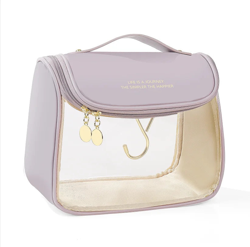 purple Transparent hanging toiletry bag