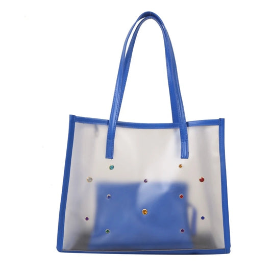 Women's clear tote bag blue