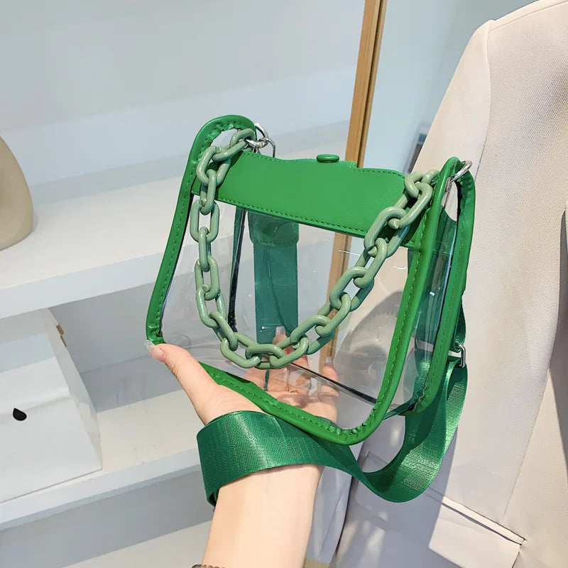 Clear plastic purse for concerts green