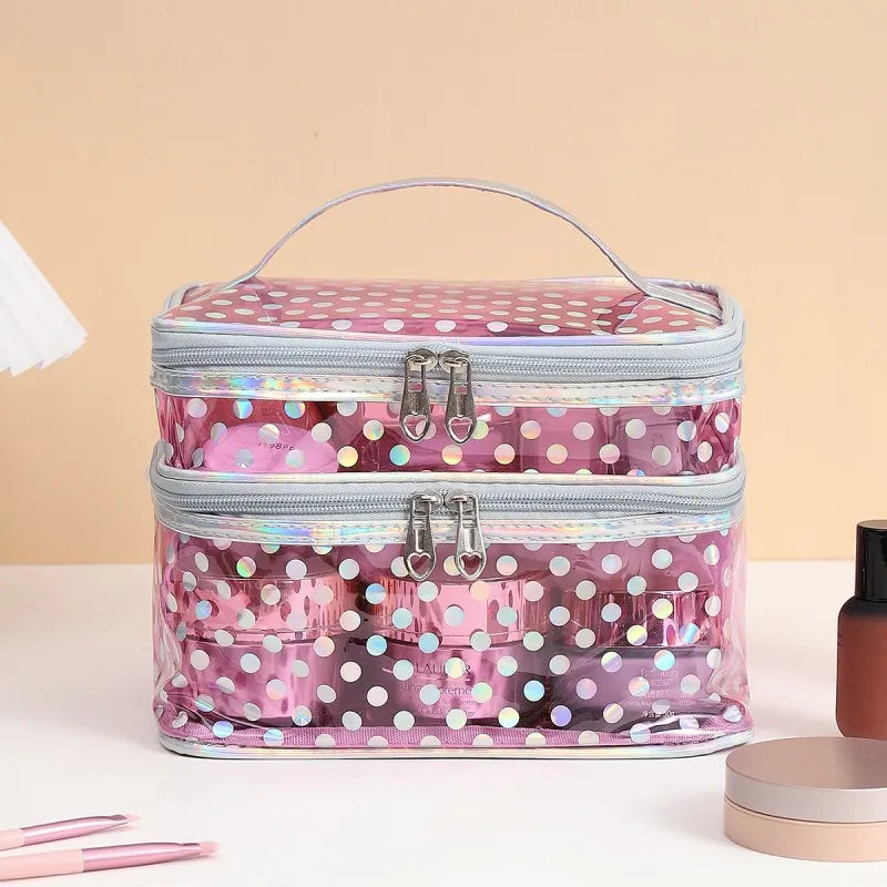 pink Double sided clear cosmetic bag