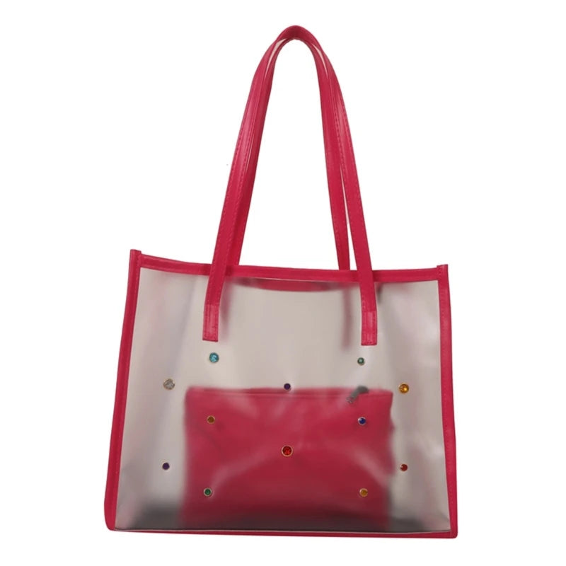 Women's clear tote bag red