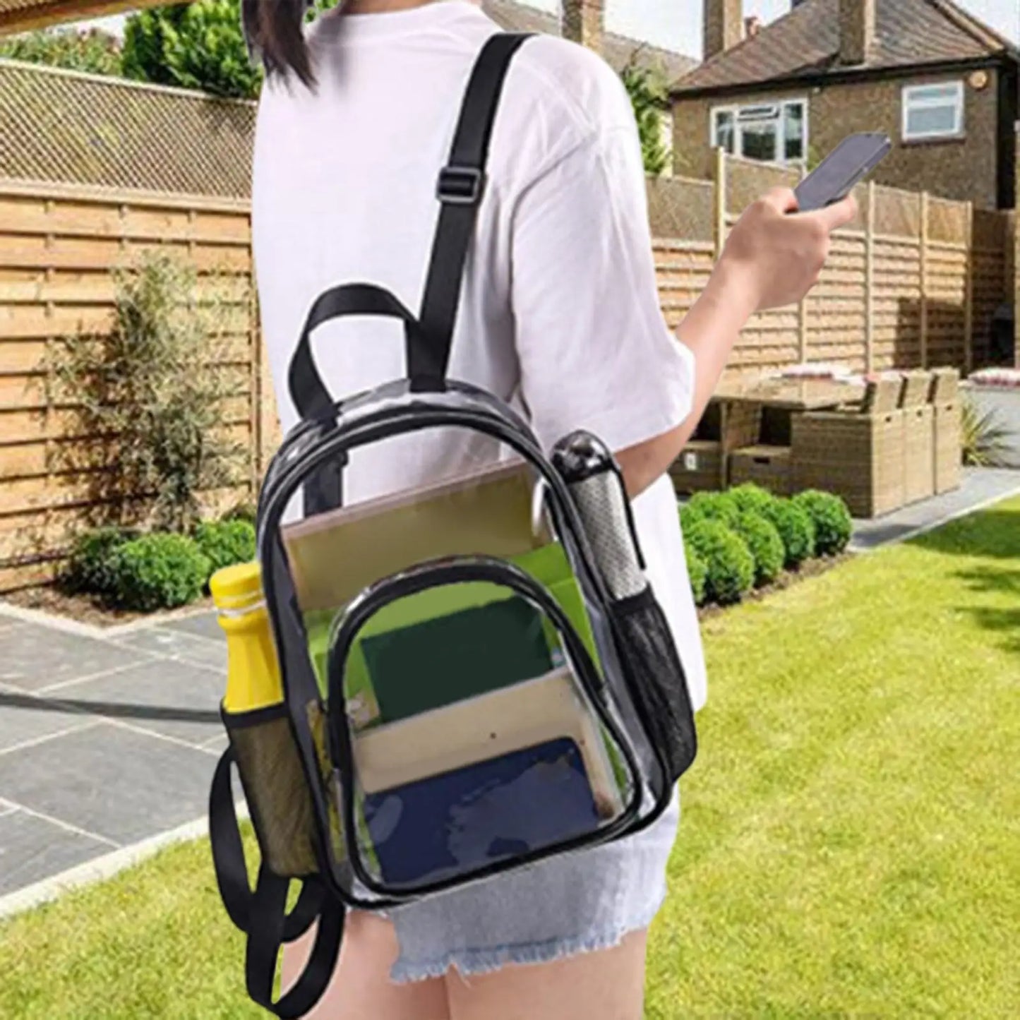 Clear Backpack With Water Bottle Holder