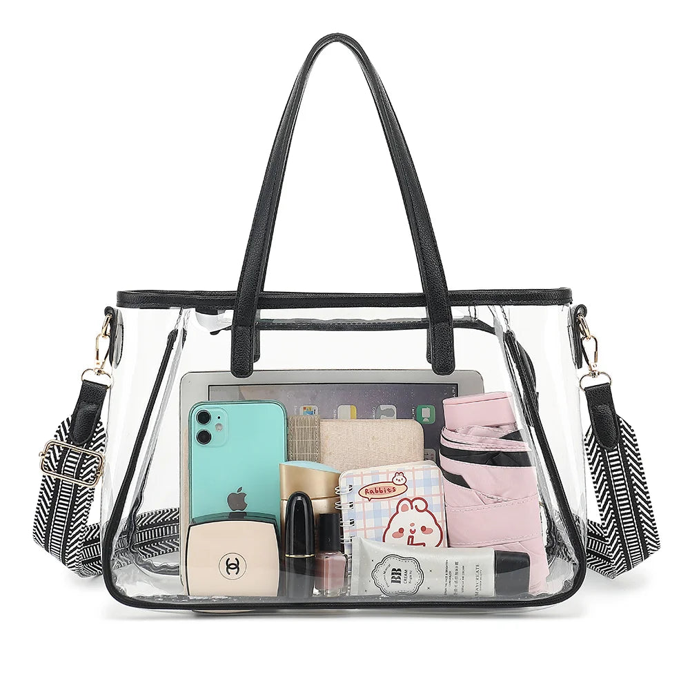Clear Plastic Tote with crossbody strap