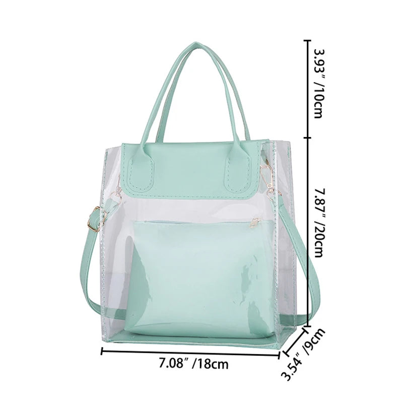 Clear purse with leather strap