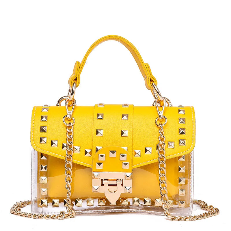 Yellow Clear plastic clutch purse