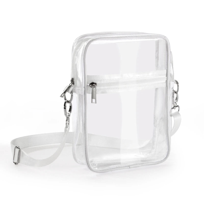 Clear crossbody cell phone purse white