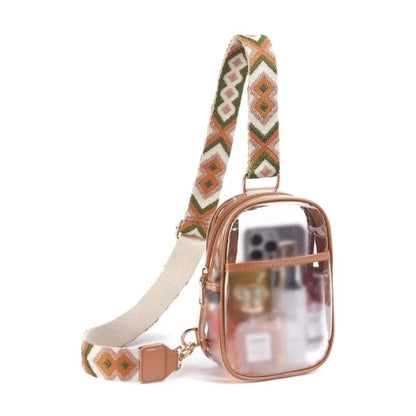 transparent pvc sling bag brown