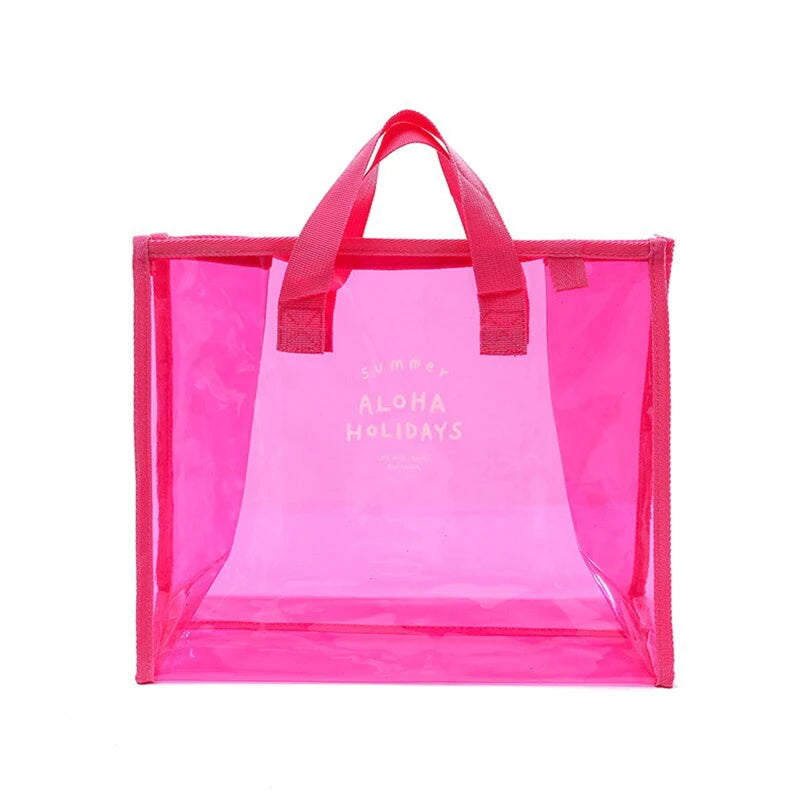 Clear beach tote pink