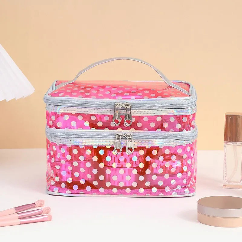 Double sided clear cosmetic bag red