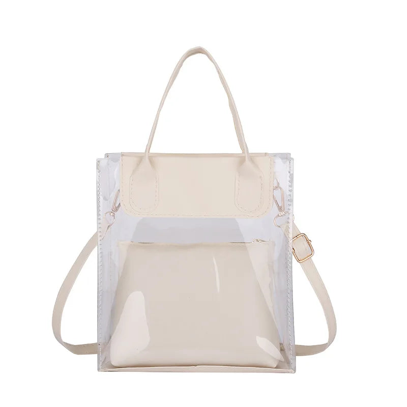 Clear small purse beige