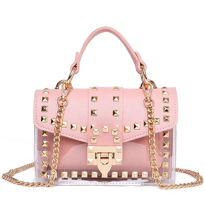 Pink Clear plastic clutch purse