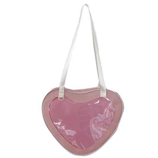 Clear heart shaped purse pink