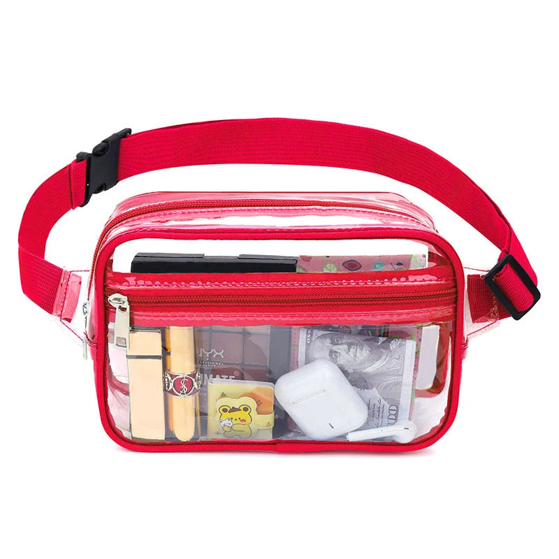 Clear plastic fanny pack red