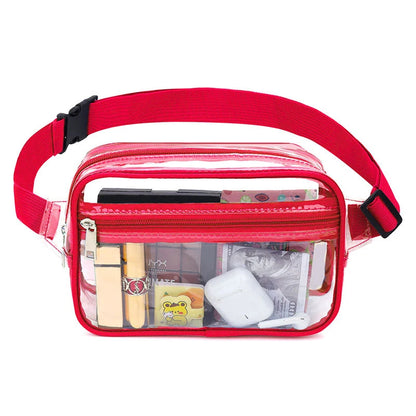 Clear plastic fanny pack red