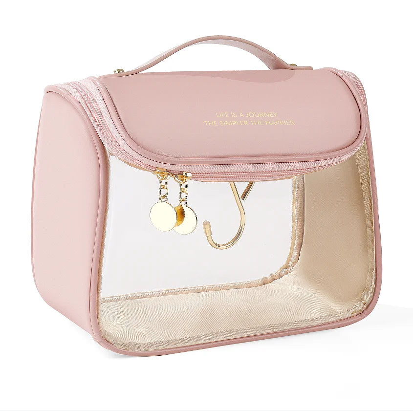 pink Transparent hanging toiletry bag