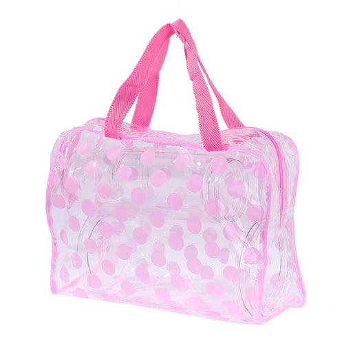 Pink Clear cosmetic bag with handles