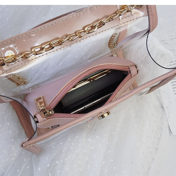 Clear Purse With Gold Chain