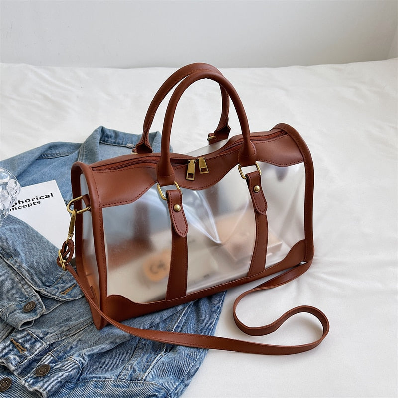 Brown PVC duffle bag