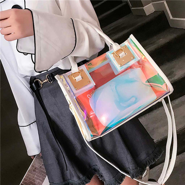 Holographic Stars Small Pouch Transparent Handbag Clear 