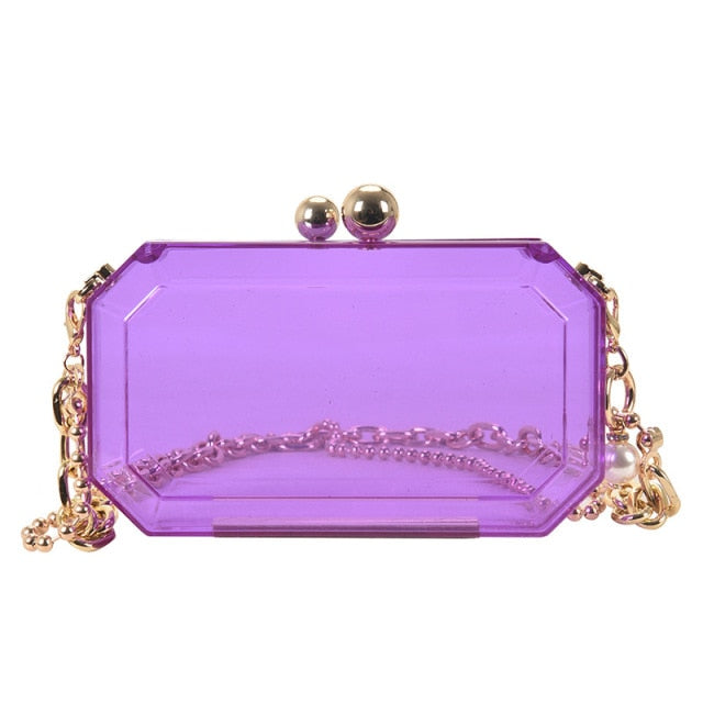 Purple Transparent Chain Purse Bag