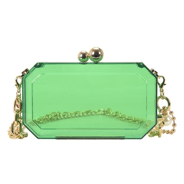 Green Transparent Chain Purse Bag