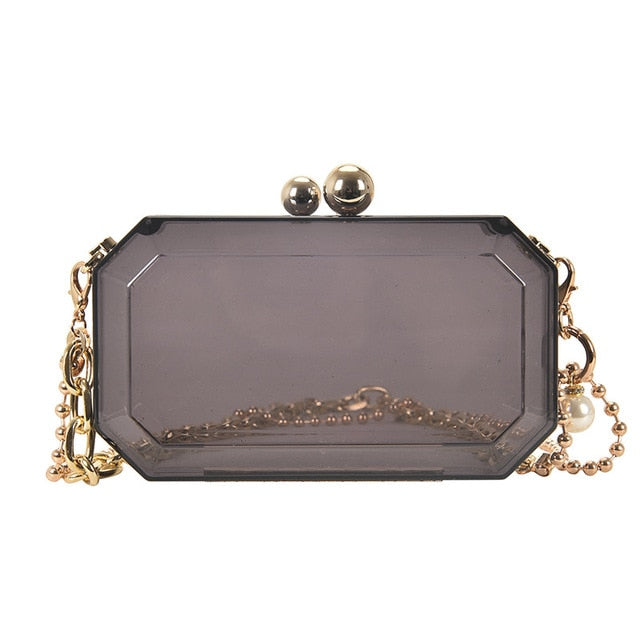 Black Transparent Chain Purse Bag