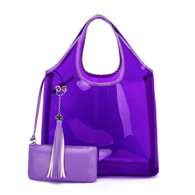 Purple Colored Clear Tote Bag