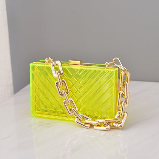 Yellow Clear Transparent Clutch Bag