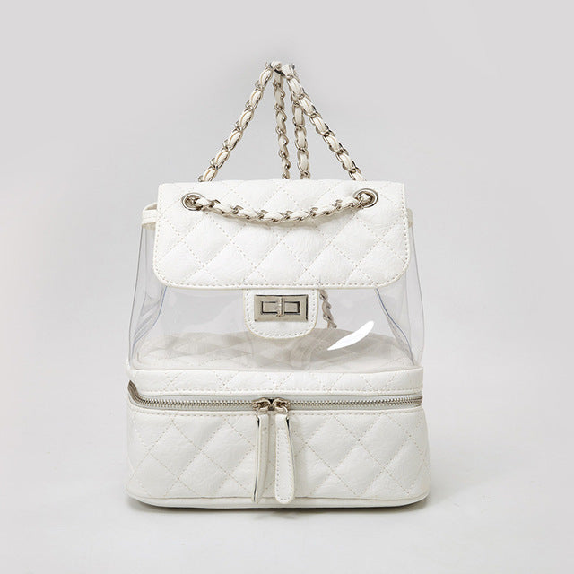 White Clear Leather Backpack