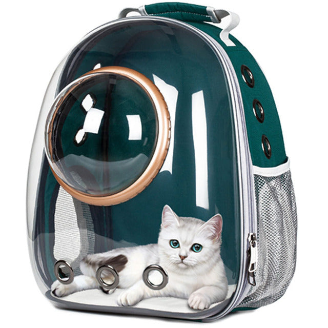 Green Clear Bubble Cat Backpack